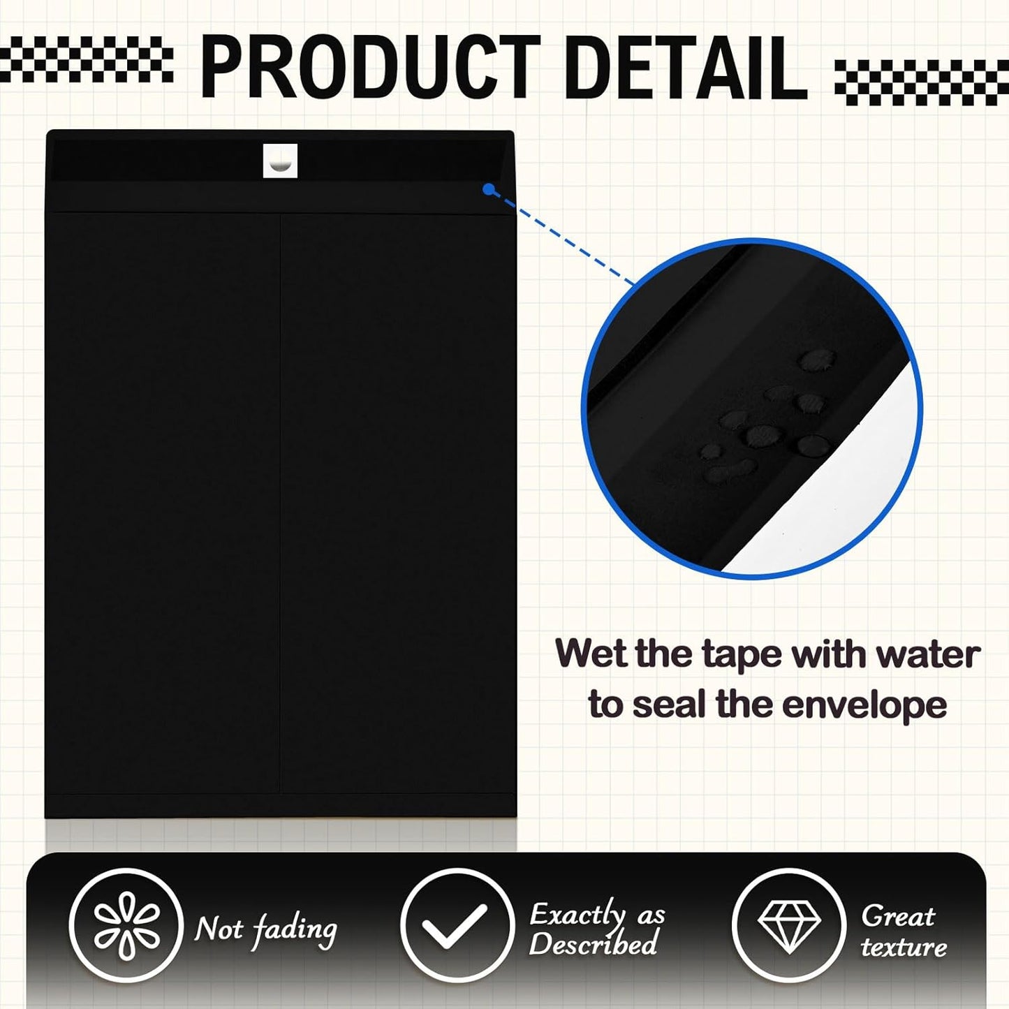 25 Pcs Clasp Envelope 14 x 18 Inch Large Manilla Envelopes with Clasp Closure for Mailing Thick Documents Home, Business, Legal or School Office Storing(Black)