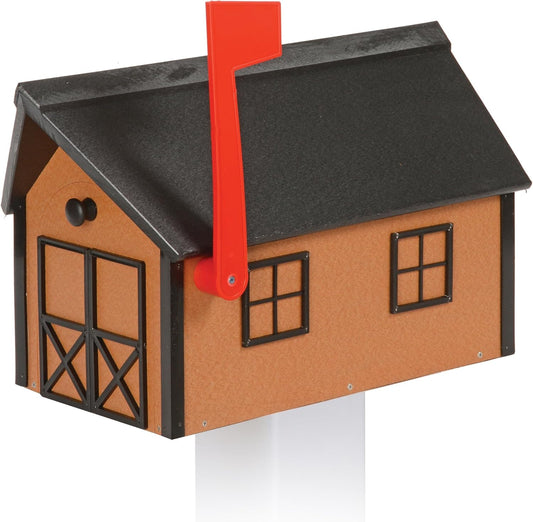 Peaceful Classics Poly Mailbox- Durable, Weather-Resistant Amish Craftsman Mailboxes for Outside Uses Like Front Yard and Road Side- Long-Lasting, Decorative, Modern Mailbox (Cedar with Black Trim)
