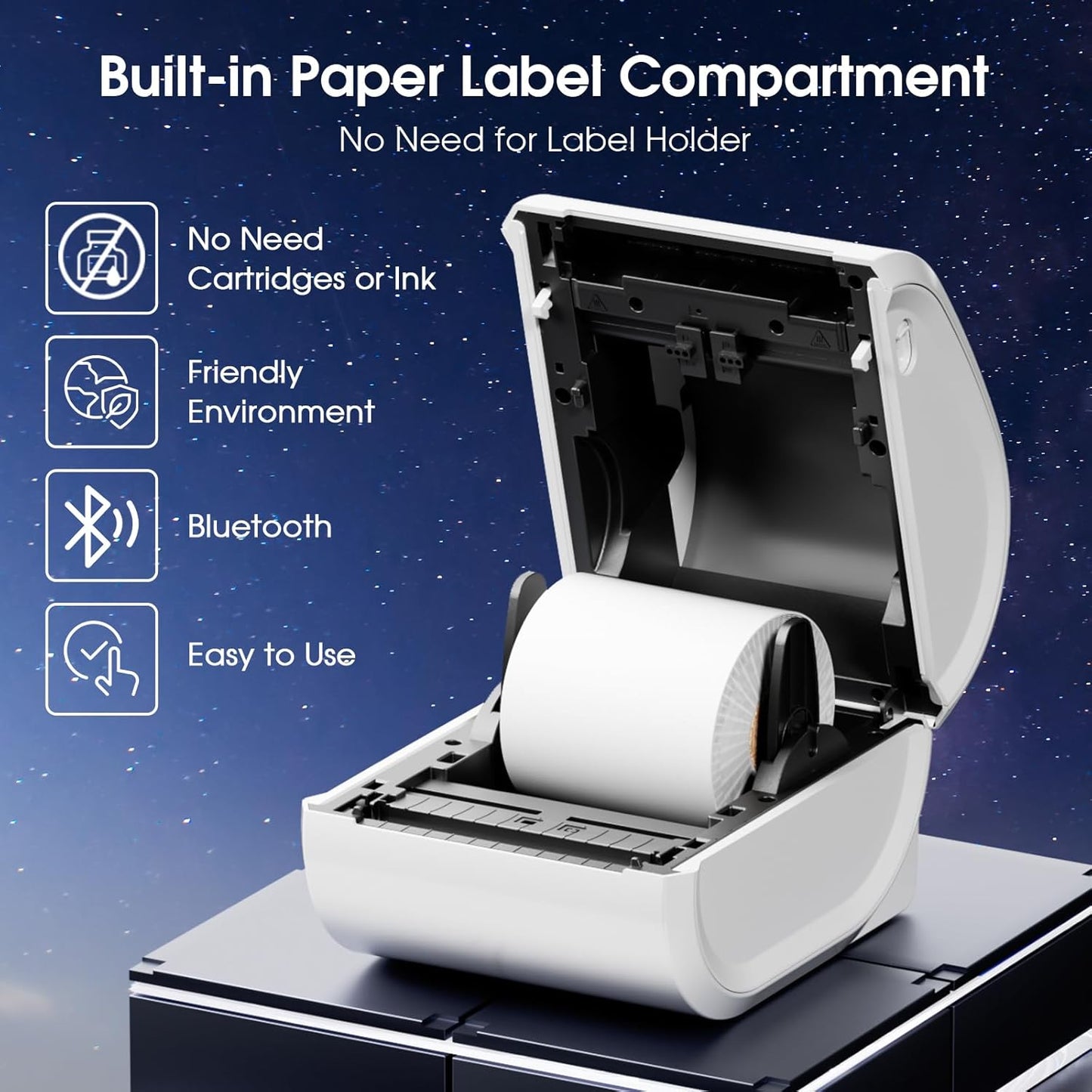 Bluetooth Shipping Label Printer 4x6 - D520BT Bluetooth Thermal Label Printer for Small Business， Shipping Packages, Compatible with USPS, Shopify, Amazon