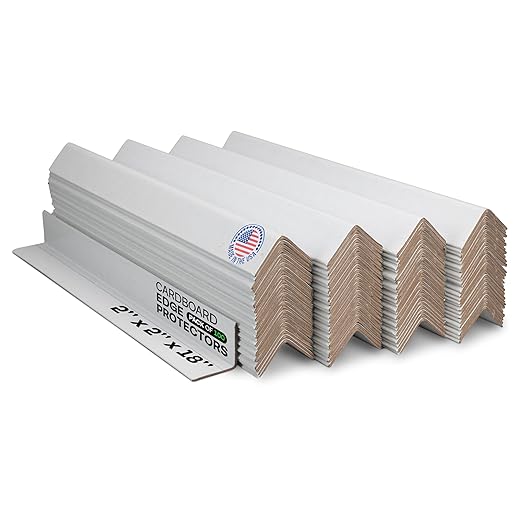 IDL Packaging - CEP-18 Cardboard Edge Protector 2” X 2” X 18”, Pack of 100 – V-Board Reinforced Cardboard Corners for Shipping – White Kraft Cardboard Corners for Packing – Moving Corner Protectors