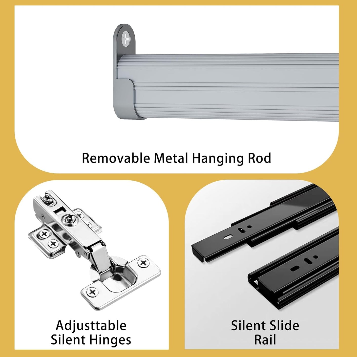 White Wardrobe Closet with Doors: 75" Large Capacity Bedroom Armoire, Wooden Cabinet with 6 Drawers, Hanging Storage Shelves with Hanging Rod (Contemporary, 3)