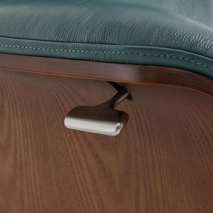 CHITA Genuine Leather Reclining Swivel Chair with Adjustable Headrest and Ottoman for Living Room, Teal