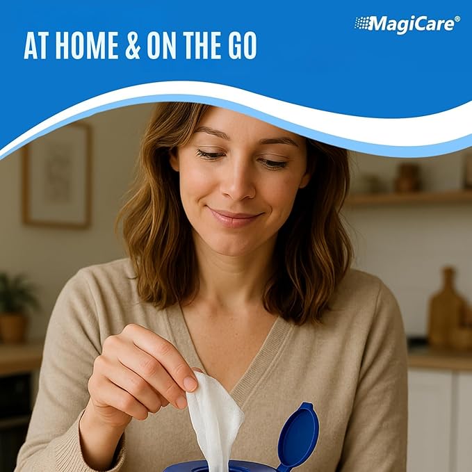 MagiCare 75% Large Alcohol Wipes (2 Canisters) - Hand Sanitizing Wipes - Hand Sanitizer Wipe, Unscented, Premium - Home, Classroom, Camping - 2, 100ct Canisters (200pcs)