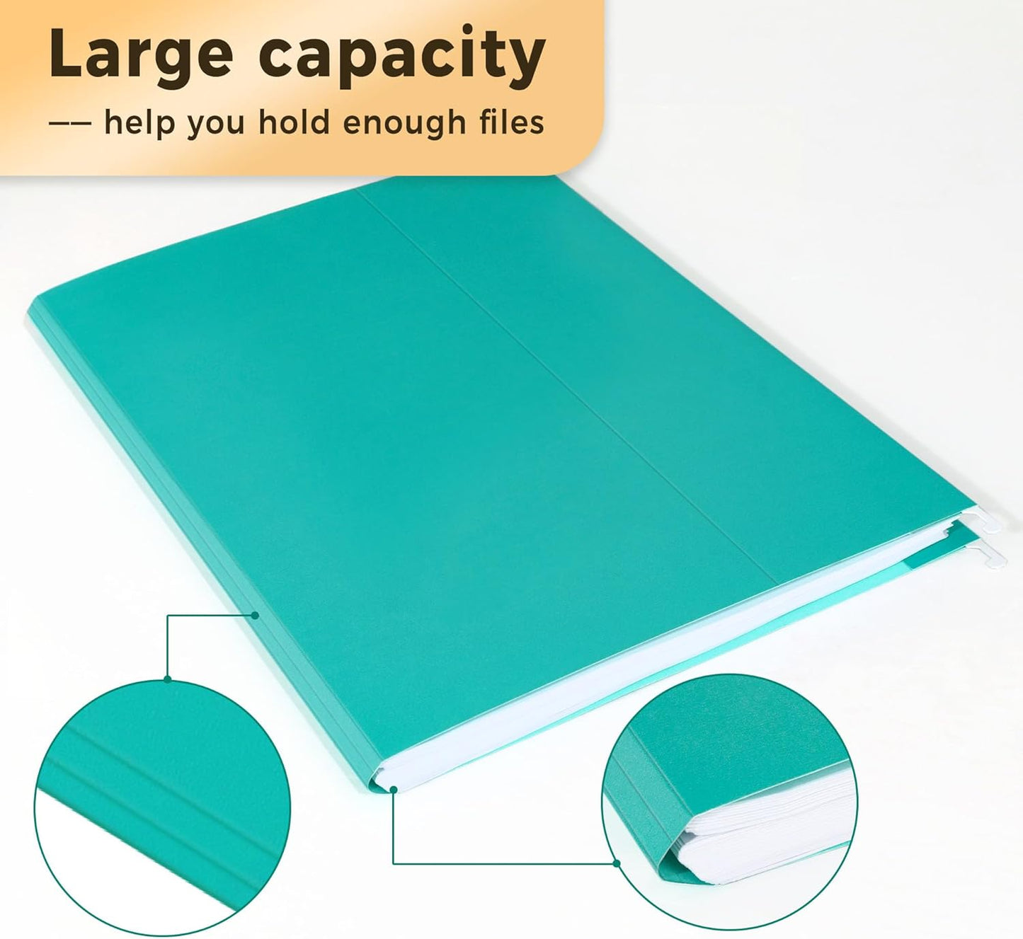 SUNEE Hanging File Folders Teal, 25 Pack Letter Size File Folders with 1/5-cut Tabs, Stay Organized for Your Home and Office Bulk File and Documents