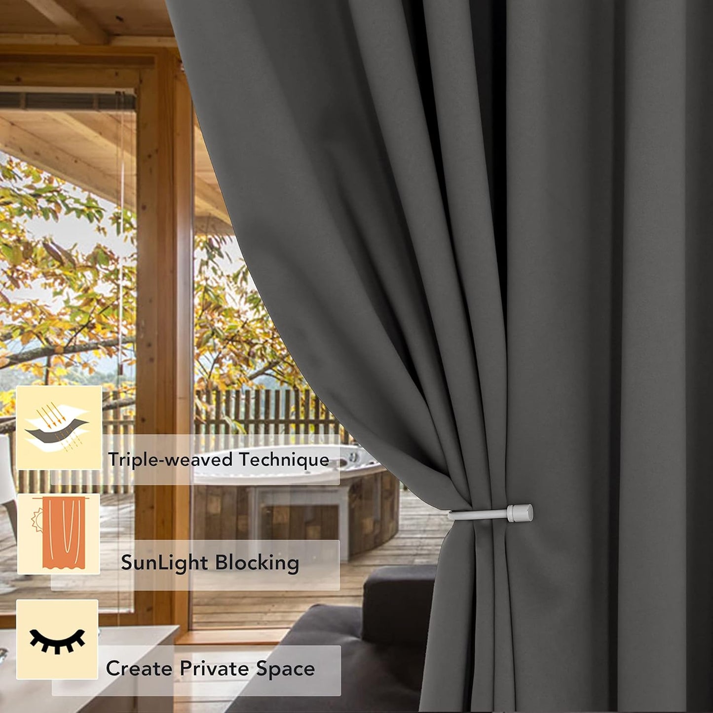 BONZER Room Divider Curtain Total Privacy Wall Grommet Thermal Insulated Wide Blackout Curtains for Bedroom Living Room, 84L x 70W Inch (7L x 5.8W ft), 1 Panel, Dark Grey