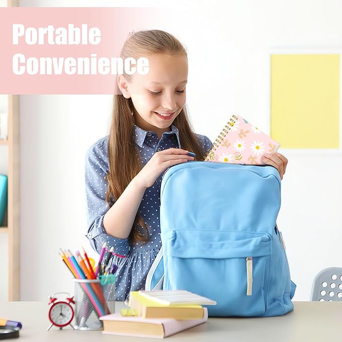 Koogel 4PCS Spiral Notebook Journals, A6 Pocket Notebooks College Ruled Notebooks for Women Gift Office School Supplies