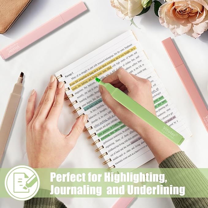 Highlighters Assorted Colors,8pcs Bible Highlighters No Bleed Hghlighter Markers for Journaling Back to School Teacher Supplies Office Supplies