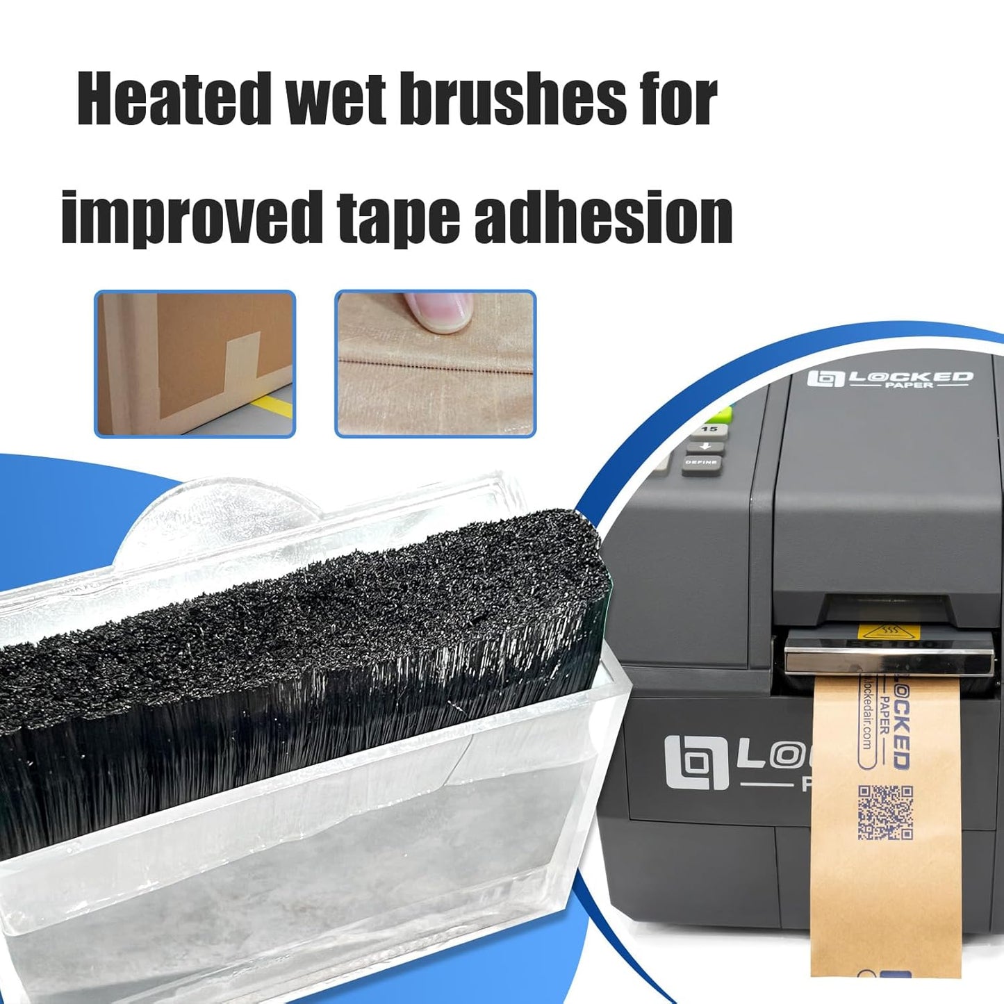 Automatic Kraft Tape Dispenser, Up to 3" Width, One-Touch Moistening & Heating, Grey, LockedPaper-EG100