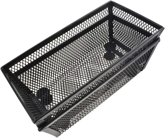 HAHIYO Stackable Mesh Tray Cup 6 x 3 x 2 inches Sturdy Container for Desk Drawer Organizer Collection for Home Office School kitchen Soft Foam Feet No Sharp Edges 2 Pack Black