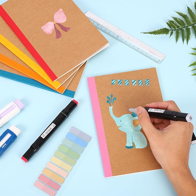 LABUK 40pcs Journals Bulk, A5 Kraft Lined Journaling Notebooks Bulk, Rainbow Composition Notebook, 12 Colors 60 Pages for Writing, School, Kids Gift