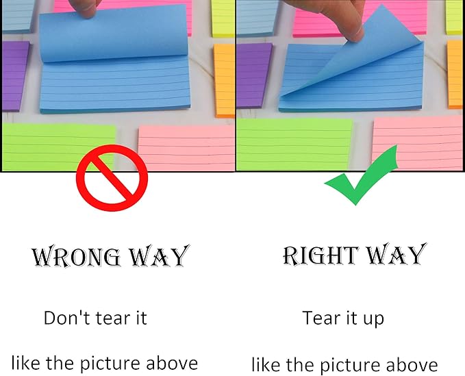 8 Pads Lined Sticky Notes 3x5 in Post, 8 Colors Self Sticky Notes Pad Its, Bright Colorful Rectangle Sticky Notes for Office, Home, School, Meeting, 50 Sheets/pad