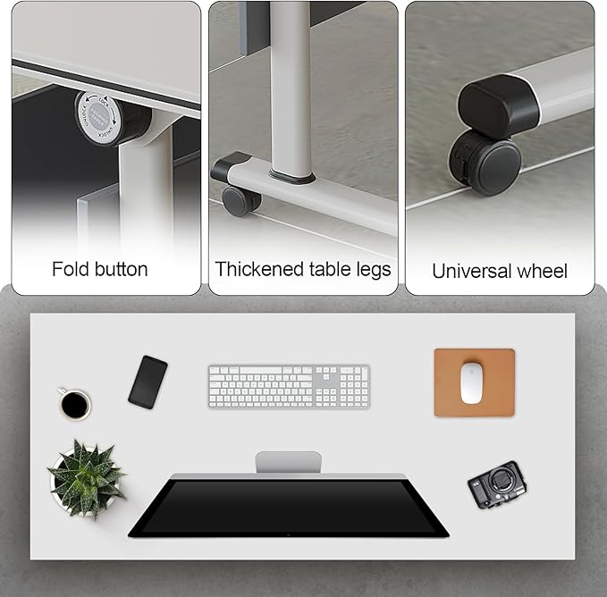 Folding Conference Table, Modern Large Conference Room Tables with Flip-Top Design, Foldable Conference Table Meeting Table with Wheels, Mobile Seminar Training Tables for Office Classroom (6, Gray)