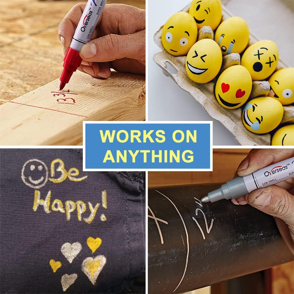 Paint Pens Paint Markers - Green Permanent Markers 8 Pack, Oil Based Waterproof Quick Dry Medium Tip Marker Pen for Metal, Wood, Fabric, Plastic, Rock, Stone, Mugs, Canvas, Glass, Art Craft