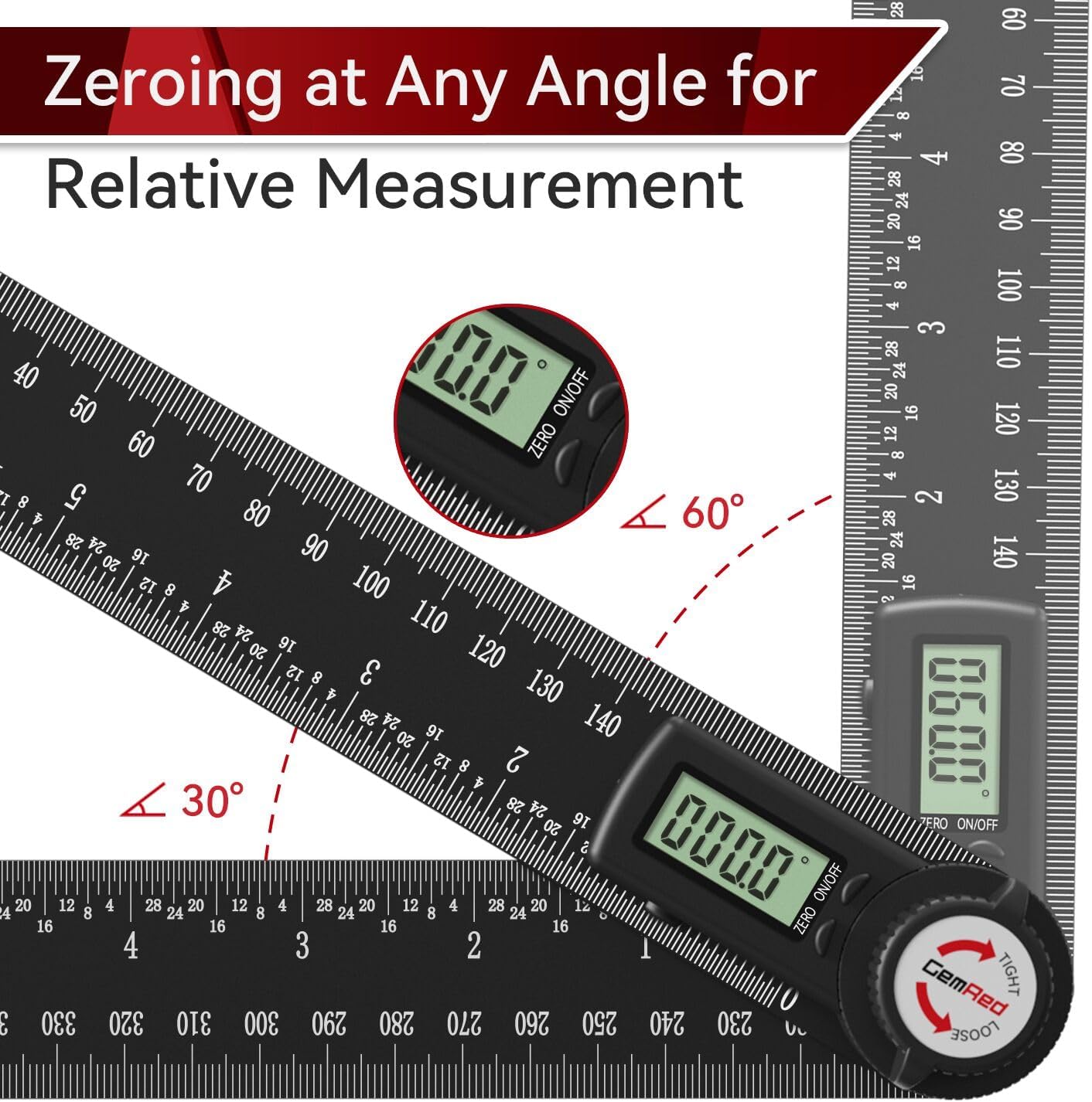 GemRed 82305 Aluminum Digital Angle Finder Protractor