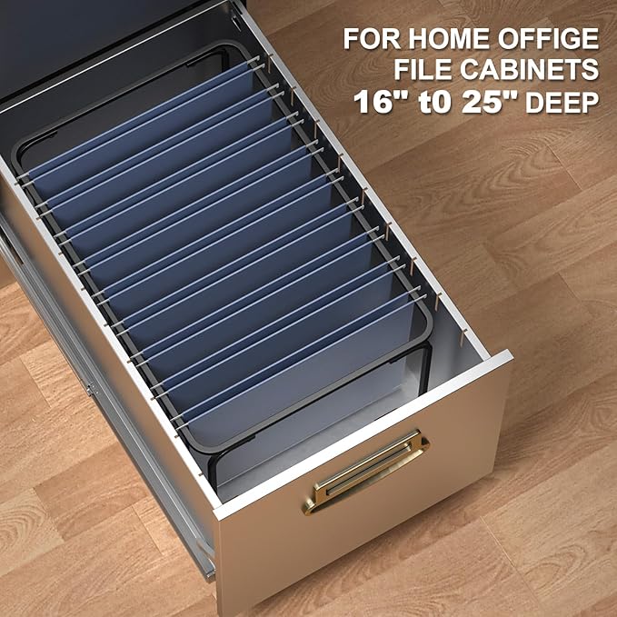 Legal/Letter Size Hanging File Folder Frame,Adjustable Length 16 to 25 inches,Heavy Duty Steel File Cabinet/Drawer Organizer Insert,Hanging Folder Holder for Desktop,12.598" W X 9.45" H,1 Pack