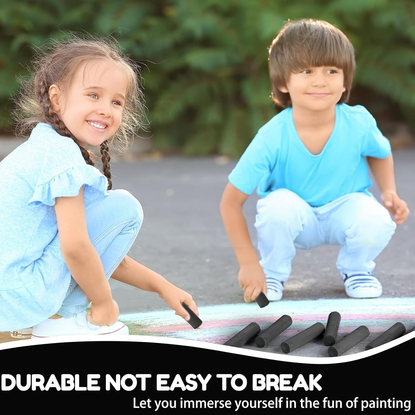 Fulmoon 40 Pcs Jumbo Sidewalk Chalk for Kids Outdoor Art Non Toxic Large Washable Street Chalk for Adults Drawing Painting Classroom(Black,Round Style)