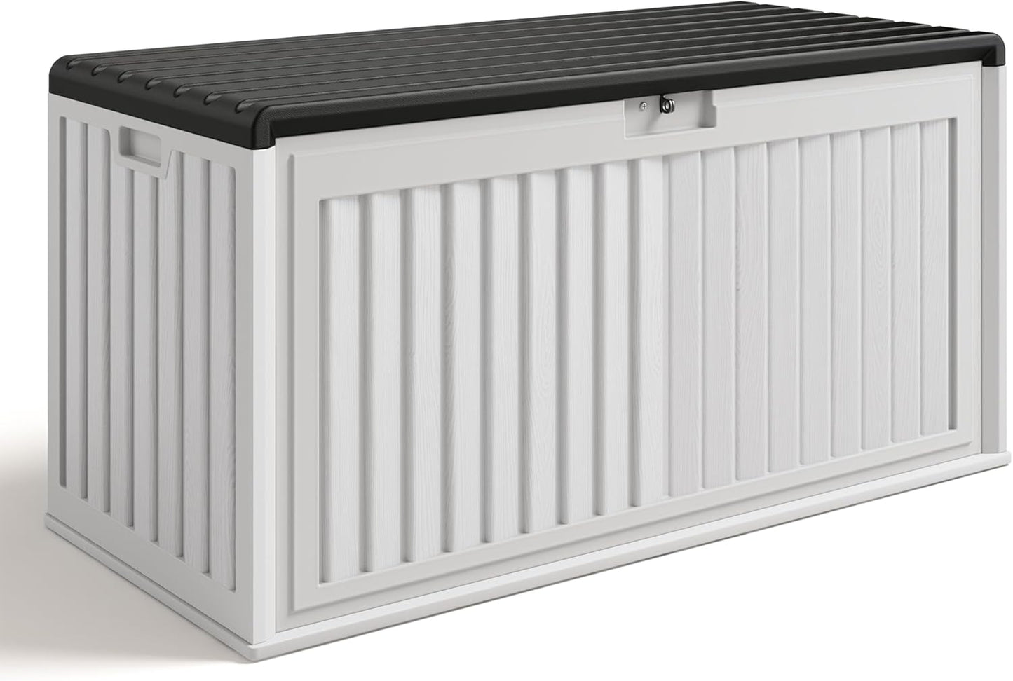 Gizoon 100 Gallon Deck Box, Resin Outdoor Storage Box with Lockable Lid, Waterproof and UV Resistant, Perfect for Storing Patio Mats, Garden Tools, Home and Outdoor Organization