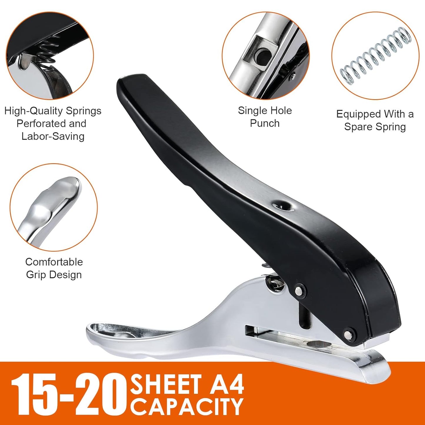 Hole Punch 3/8 inch-10mm Single Hole Punch,Heavy Duty Hole Puncher Single,Paper Punch Portable Hand Held Long Hole Puncher for Paper Cards Plastic Cardboard