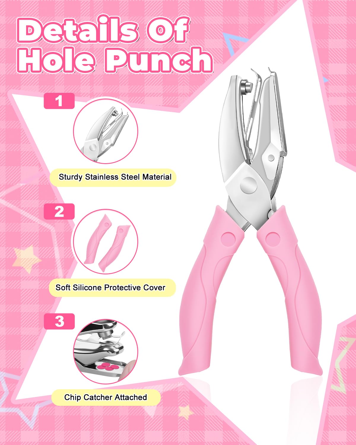 UCEC 200 Pieces Punch Cards for Classroom with Star Hole Puncher, Incentive Loyalty Reward Card with Handheld Single Punch Kit to Behavior for Business Home Classroom School Kids Students Teachers