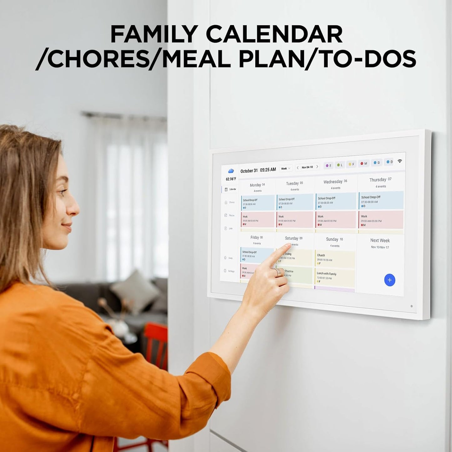 15.6 Inch Smart Digital Calendar, Wall Electronic Calendar, 1920 * 1080 IPS Full HD Touch Screen Display for Family Meal Planner Support - Streamline Household Organization