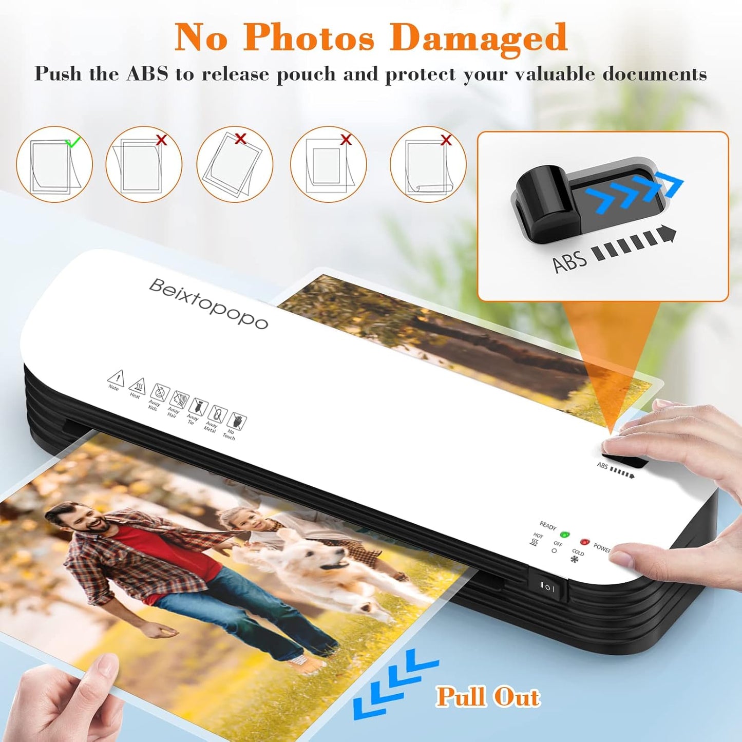 Laminator Machine, 9 Inch Thermal Laminater, Beixtopopo A4/A5/A6 Personal Laminator Machine with Laminating Sheets, 6 in 1 Heating Laminate Machine for Home School Office, Silent