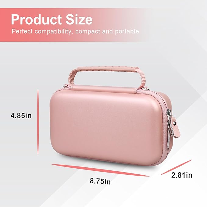 Canboc Carrying Case for NIIMBOT B21 Label Maker, Portable Bluetooth Thermal Label Printer Bag with Removable Shoulder Strap, Mesh Pocket fit Printer Labels, USB Cable, Rose Gold (Case Only)