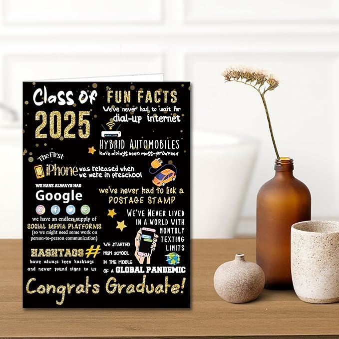 Big 2025 Graduation or Congratulations Card, Graduation Party Decorations for Her Him, Large Graduation Card for Men Women, Graduation Gifts Friends