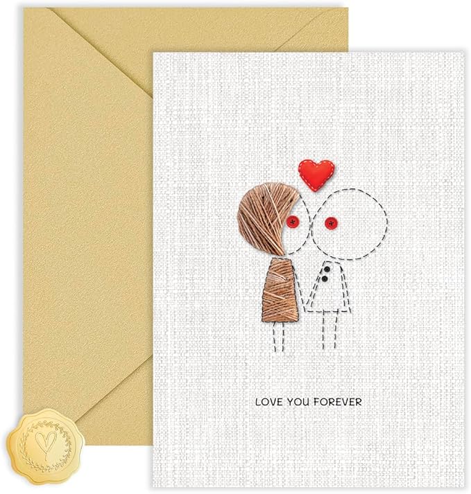 Anniversary Card for Couple Husband Wife, Happy Anniversary to Her Him, Romantic Wedding Love Gifts Valentines Day Card (Sewing Theme)