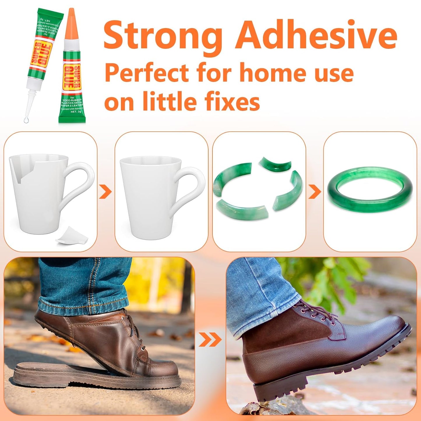 36 x 3g Super Strong Glue for All Purpose, Clear Cyanoacrylate Adhesive Instant Quick Dry Superglue Gel Tubes Bonding Plastic, Metal, Glass, Leather, Wood, Rubber, Jewelry, DIY Crafts Repair