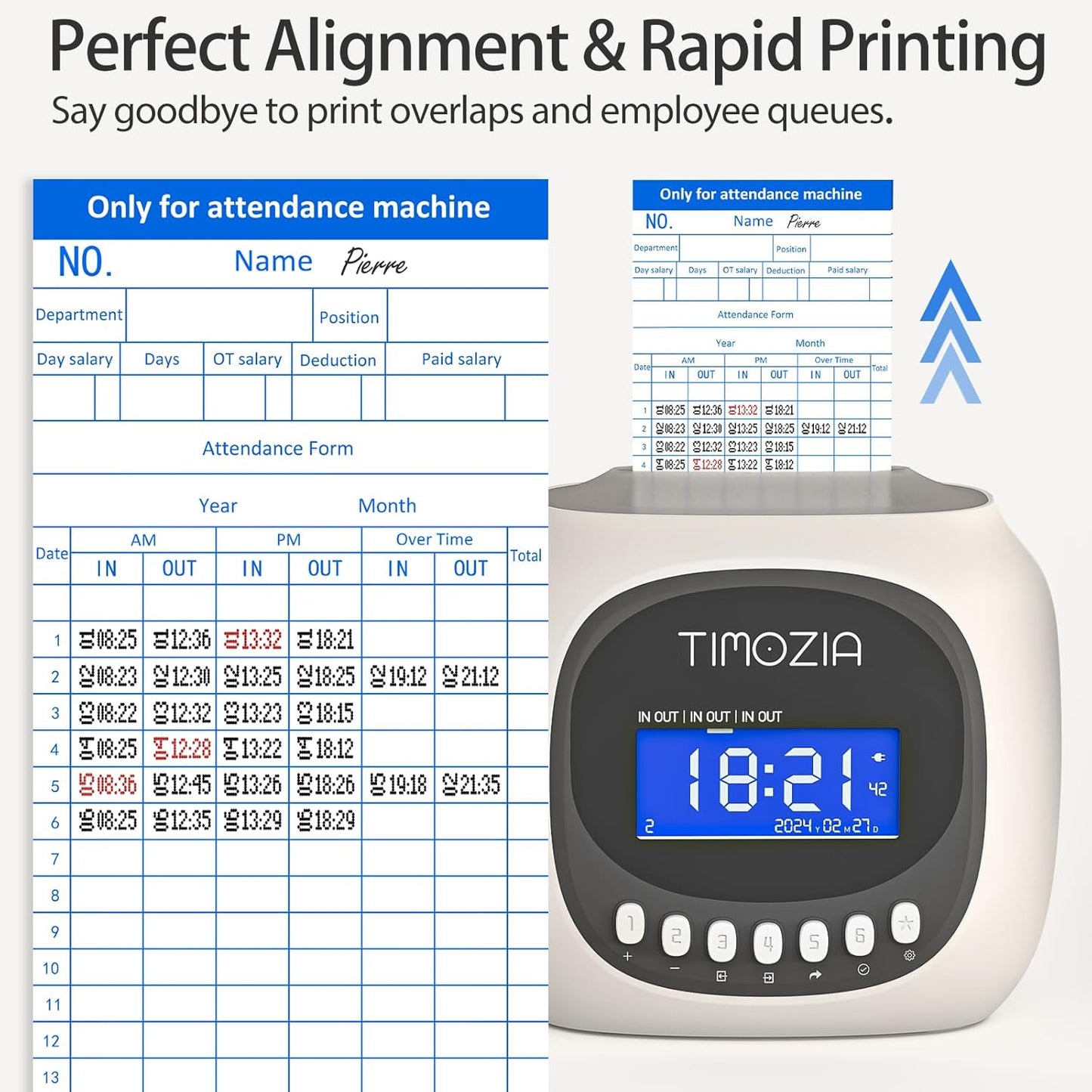 Time Clocks for Employees Small Business, Auto-Align Time Clock, 6 Punches per Day Time Machine, Clock in Machine for Employees with 100 Time Cards, 2 Ink Ribbons and 4 Racks(Military time)