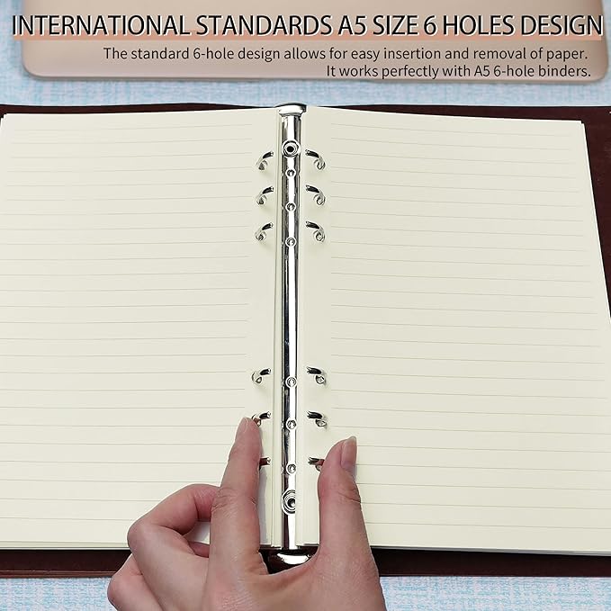 A5 Ruled Refills Inserts for A5 Size 6-Ring Binder, A5 Loose Leaf Planner Filler Paper, A5 Planner Inserts,80 Sheets/160 Pages,Lined(Line-A5)