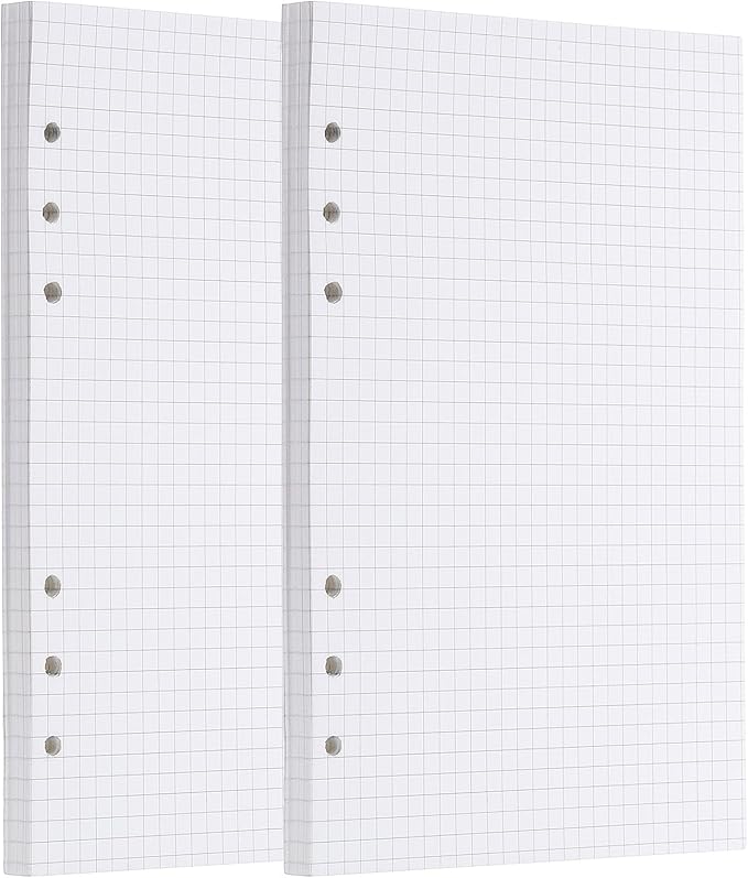 PATIKIL A5 Grid Refill Paper 6-Ring Binder Loose Leaf Planner Filler Paper Planner Inserts, 160 Sheets/320 Pages, Lined