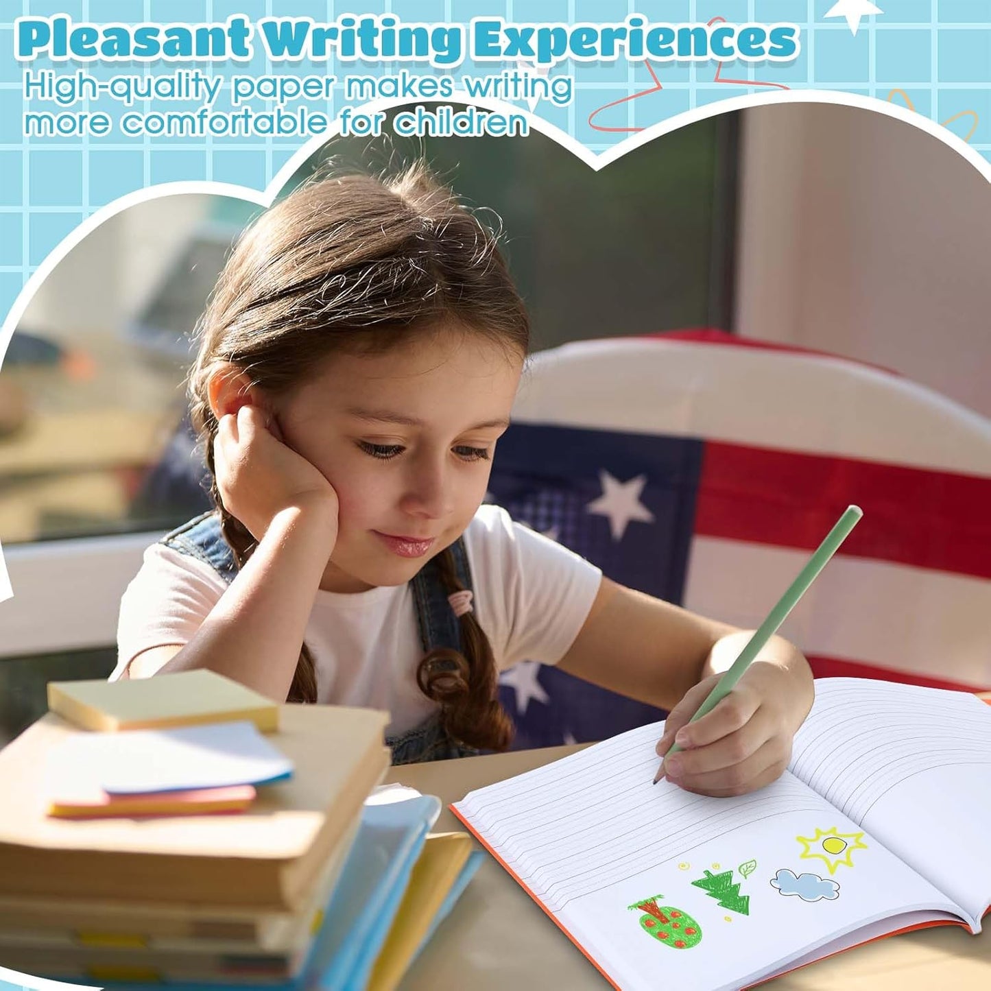 Henoyso 48 Pcs 120 Pages Primary Composition Notebooks K-2 9 3/4 x 7 1/2 Inch Journals Primary Journals Blank Books for Kids to Write Stories Kindergarten (Colorful)