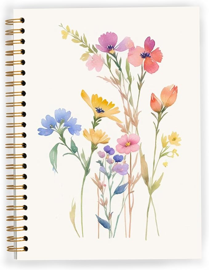 Vintage Wild Flower Botanical Plant Notebook 06,Rustic Spring Floral Cottagecore Notebook Journal for Work Office School Student Teacher,Hardcover Spiral Notebook 5.5x8.8