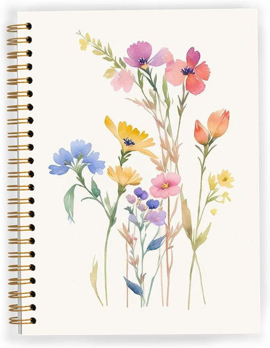 Vintage Wild Flower Botanical Plant Notebook 06,Rustic Spring Floral Cottagecore Notebook Journal for Work Office School Student Teacher,Hardcover Spiral Notebook 5.5x8.8