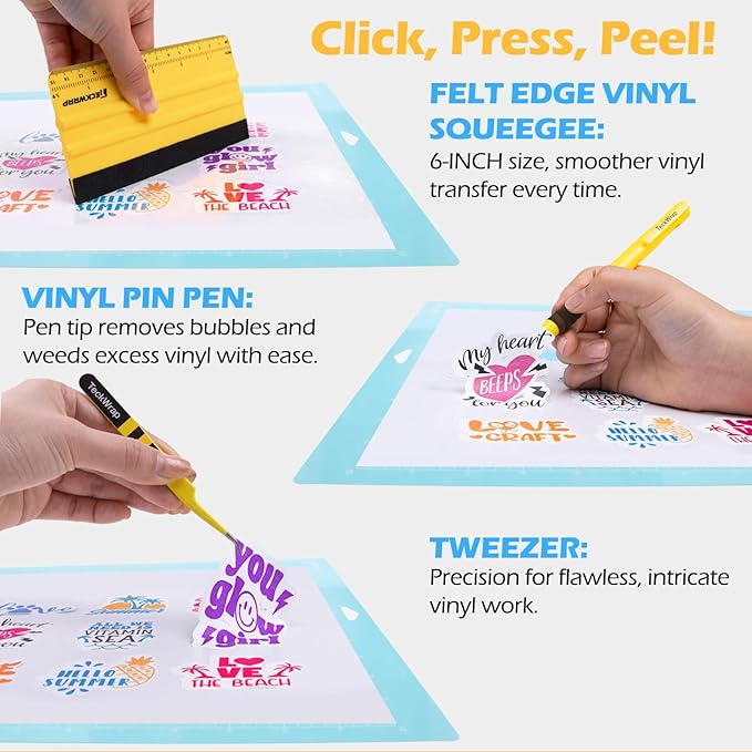 TECKWRAP Laminating Sheets Sticker Paper Laminate Sheets for Photo Paper Inkjet Printable Vinyl Squeegee Tools A4 30PCS Clear Overlay Transfer Paper, Matte Lamination Sheets, Holographic Stickers