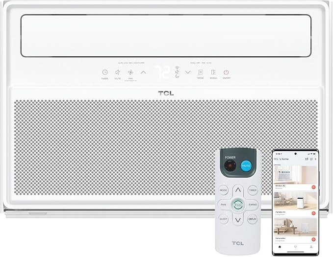 TCL 12,000 BTU Q-Series Smart Inverter Window AC, Ultra-Quiet 38dB Fan & 40dB Cooling, 38% Energy Saving, 3-Step Install, Open-able Window, Works with Smart Home Devices, Cools up to 550 Sq. Ft.