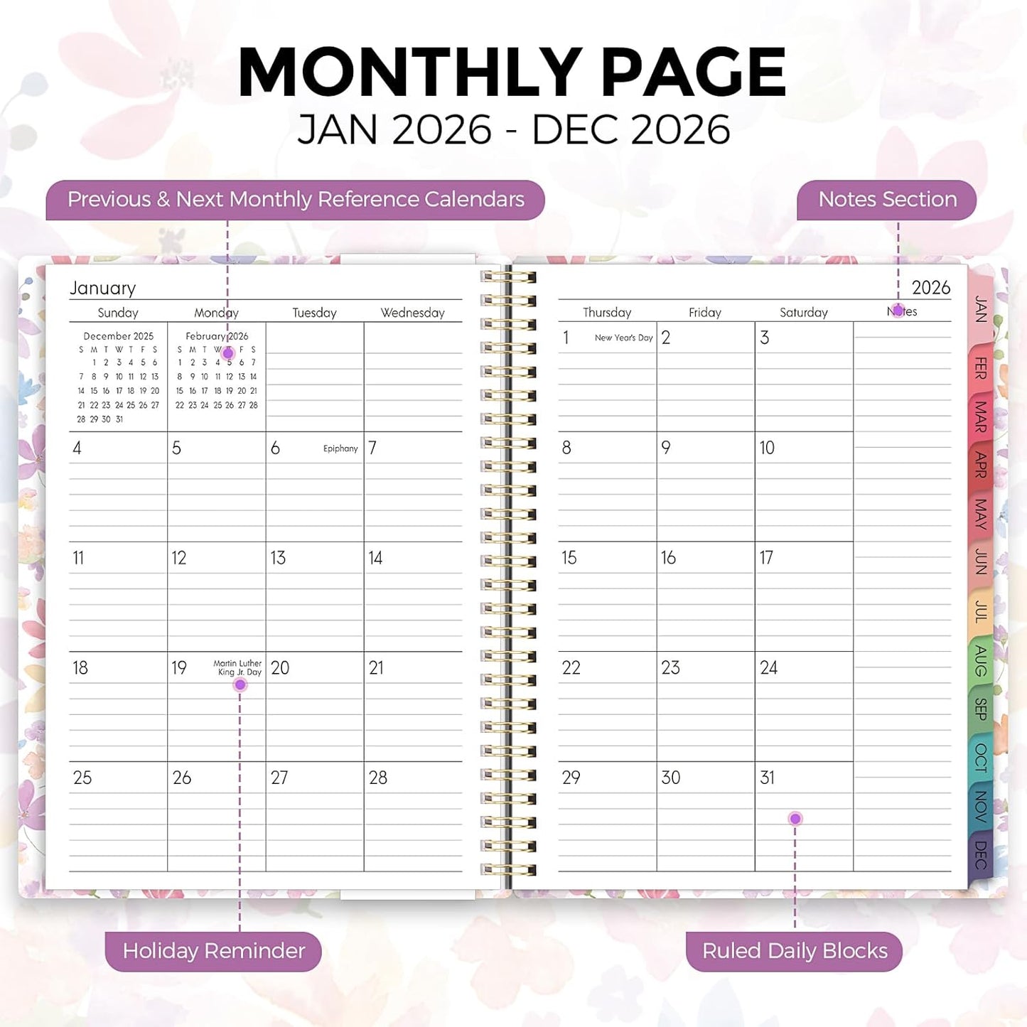 Planner 2026, 8.5" x 11" Monthly & Weekly Planner with Tabs, JAN - DEC 2026, Goal Setting & Time Management Organizer for Professionals & Students