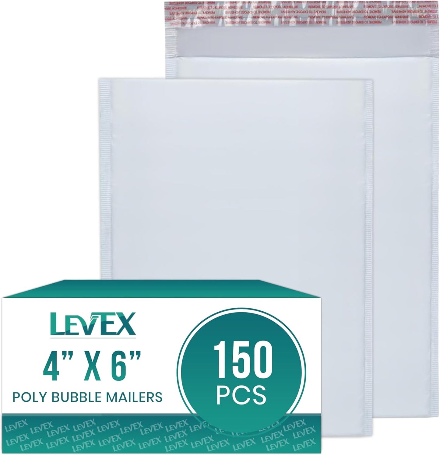 Levex - #0000 4" x 6" [150 Pack] Poly Bubble Mailers, Padded Envelope Mailers, Packing Envelope & Mailing Bags for Shipping