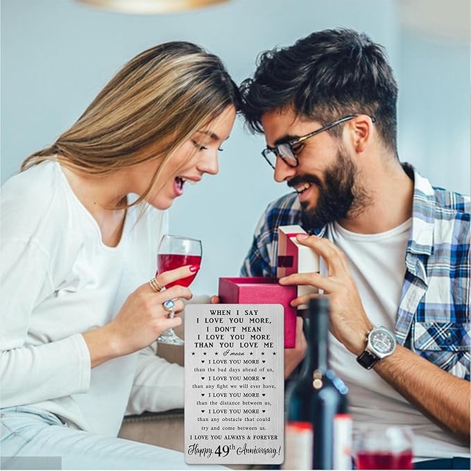CPLJW 49 Year Anniversary Card Gifts for Him Her - Steel Card Gifts for Men - 49th Wedding Anniversary Wallet Card Gifts