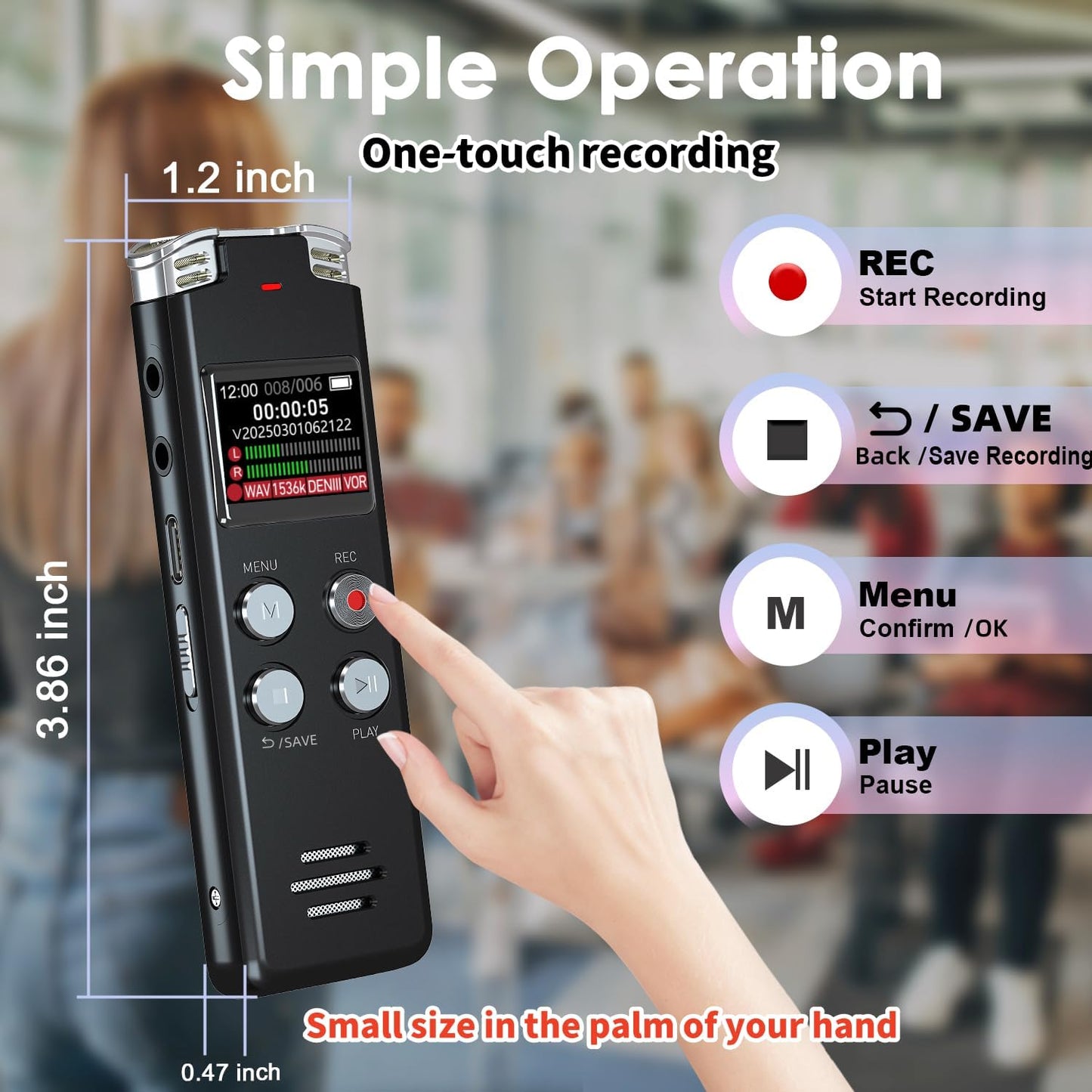 64GB Digital Voice Recorder with Playback: Voice Activated Recorders for Lectures Meetings Interviews - EVISTR Dictaphone Recording Device Tape Recorder Portable Mini, Audio Recorder with USB, MP3