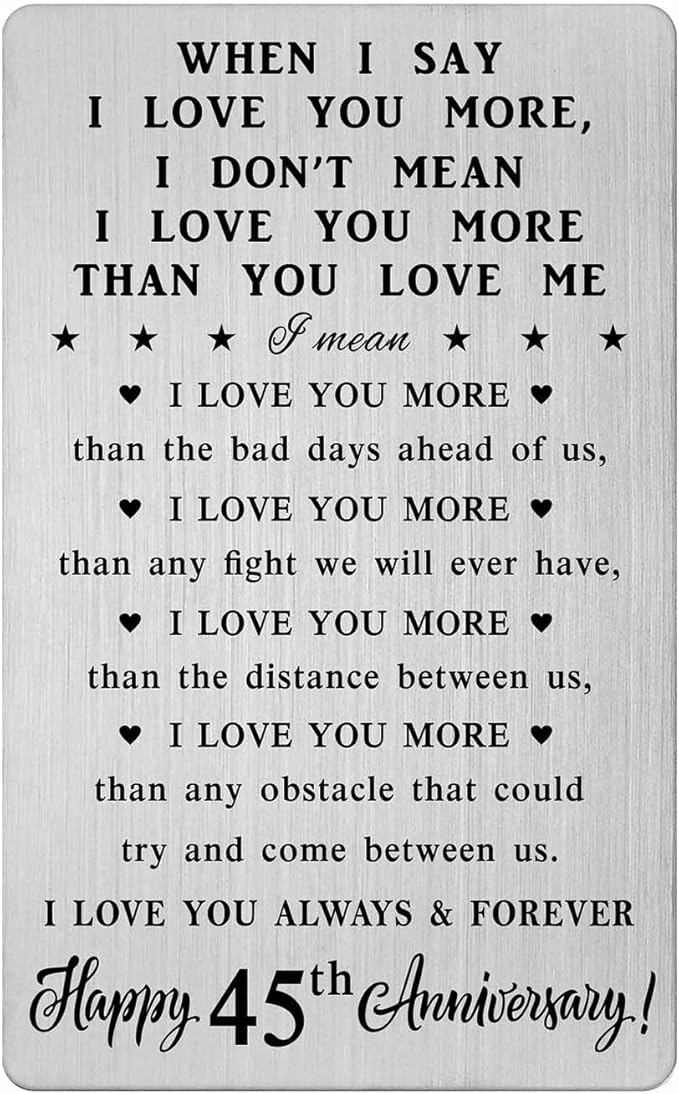 CPLJW 45th Anniversary Card Gifts for Men, 45th 45 Year Anniversary Romantic Wallet Card Gifts for Husband