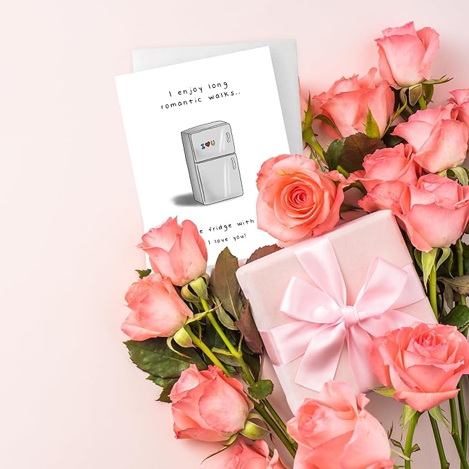 ALY LOU Funny Anniversary Card for Her Him/Husband Boyfriend/Girlfriend Wife/Sarcastic Birthday Greeting Card (Romantic Walks to The Fridge ...)