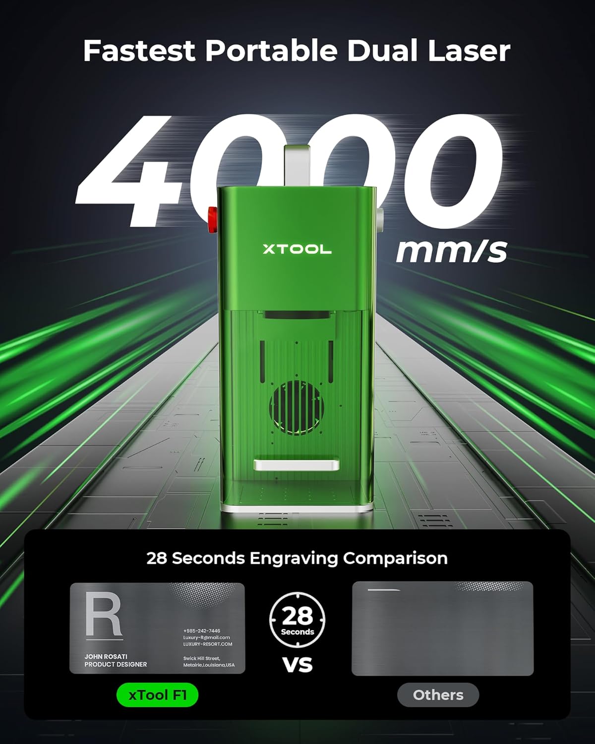 xTool F1 2-in-1 Dual Laser Engraver with Slide Extension, Rotary Extension and Smoke Purifier, Lightning Speed Portable Fiber Laser Engraver for Metal Wood