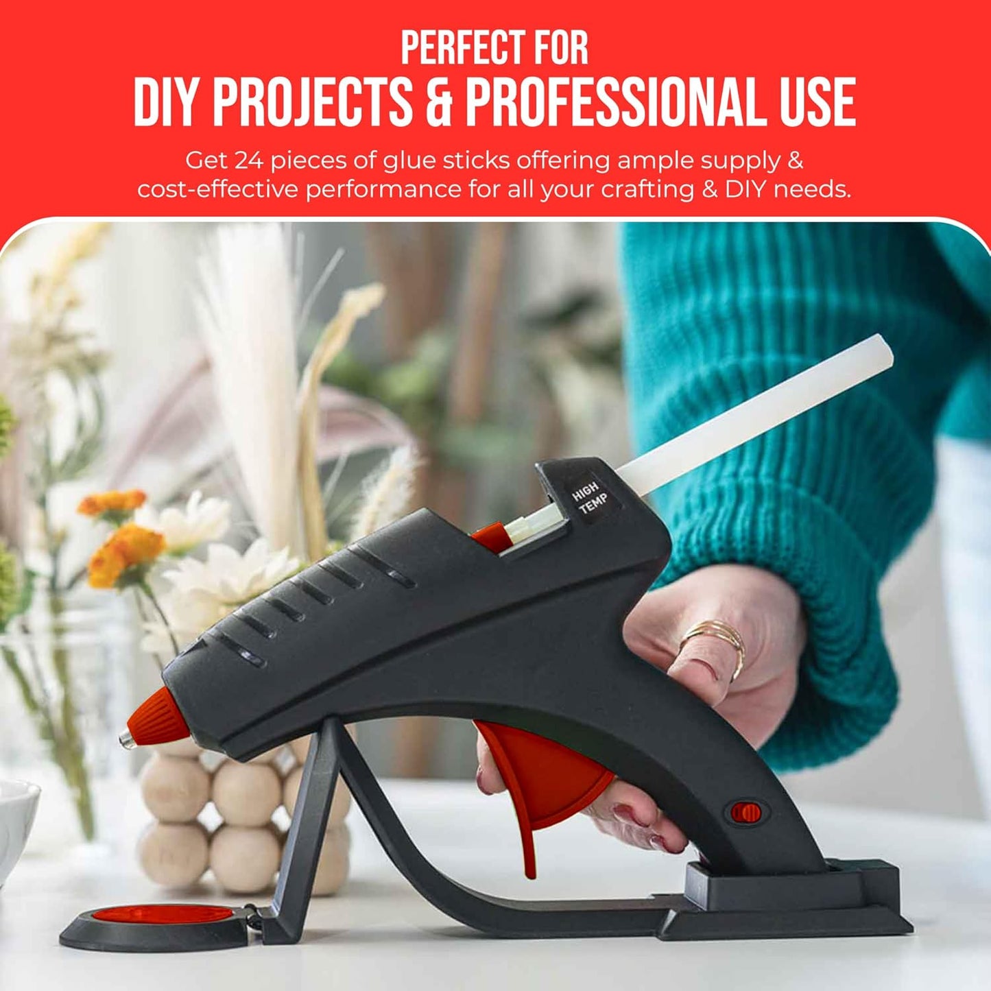 Mini Size Hot Melt Glue Sticks for Glue Gun - Bulk 4in Green Glue Sticks - Great for Art Craft Repairs & Compatible w/Most Glue Guns - 5/16" X 4" (24 Sticks) - Made in USA