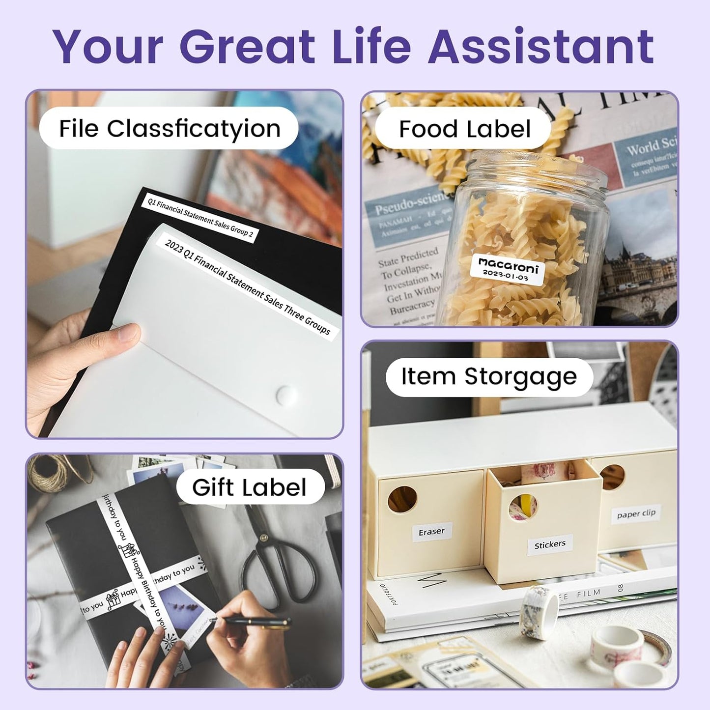 Phomemo D30 Label Makers Machine - Portable Bluetooth Mini Sticker Thermal Label Printer Handheld Rechargeable, Easy to Use for Office Home Organization, Rich Icon Font Multiple Templates