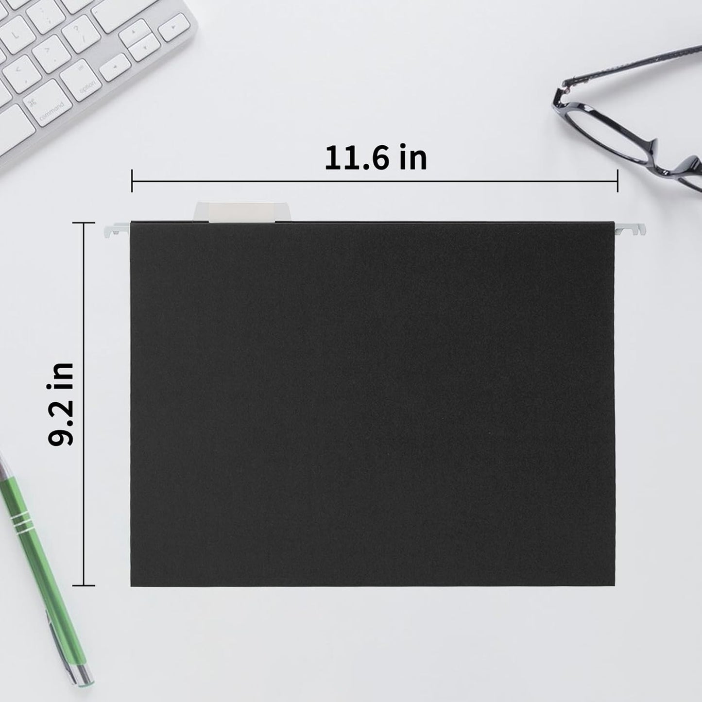 Black Hanging File Folders,25 Packs Letter Size File Folder,Designed for Bulky Files,Filing Cabinet,1/5 Adjustable Tabs for Office,School,Home