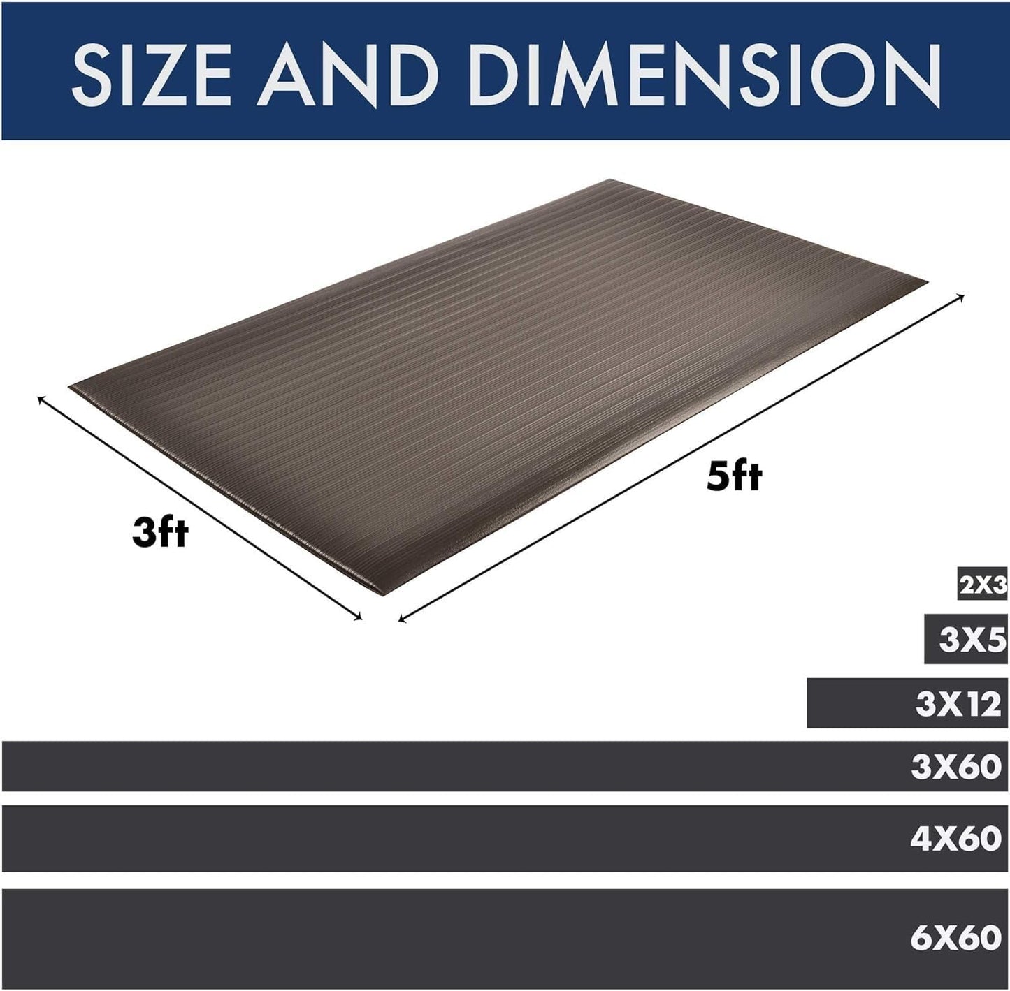 Notrax 410 Airug® 4' x 60' x 3/8" Anti Fatigue Mat, Enhanced Slip Resistance with Beveled Edges and Ribbed Surface, Ideal for Industrial and Commercial Workplaces, Gray, 410R0348GY