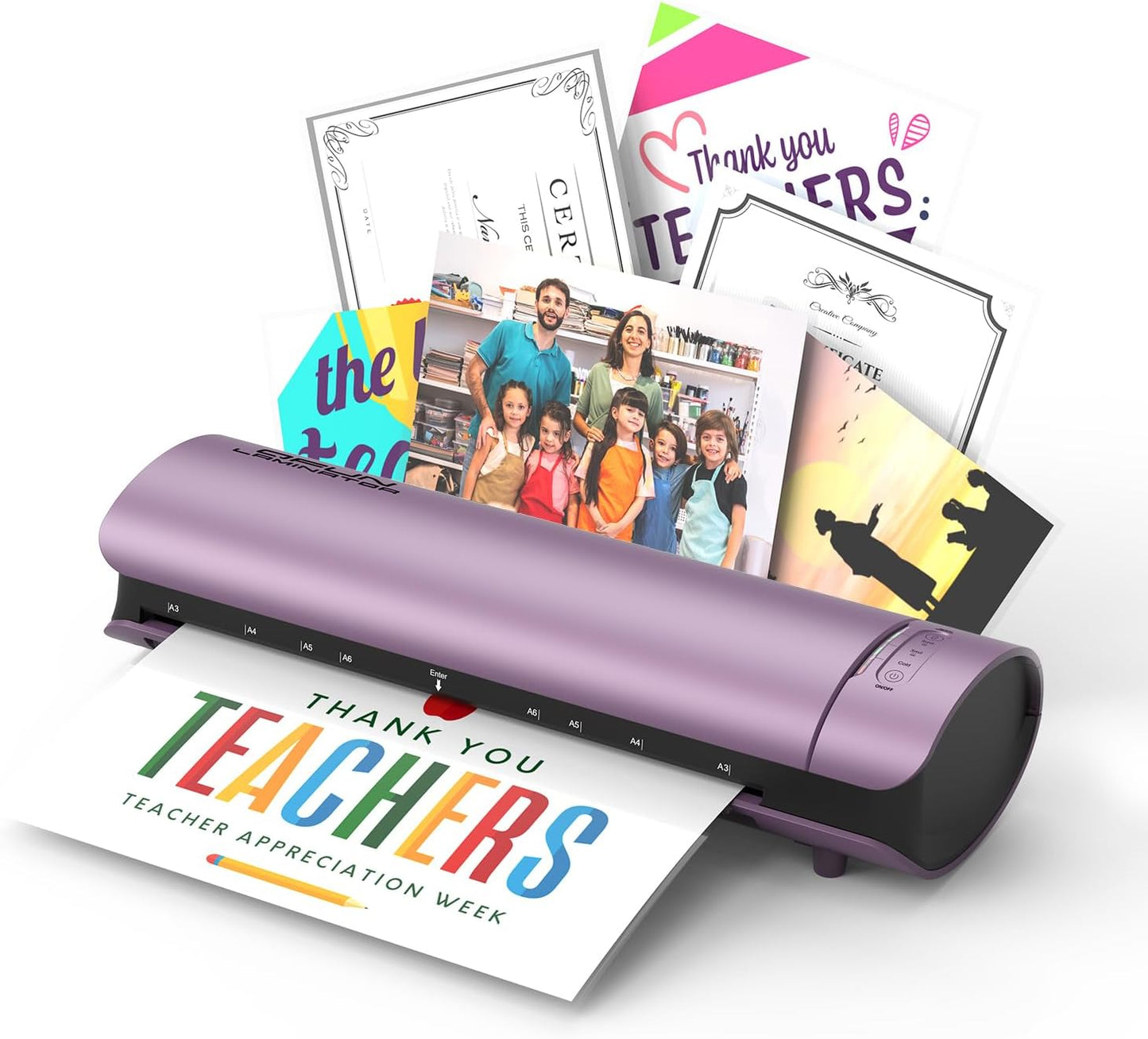Office Presentation Laminator Machine 11x17 with Laminating Sheet A3/A4/A5, 3/5 Mil Thermal Cold Laminating Machine 13 inch Wide, 60s Warm-Up Lamination Machine, Personal Laminate Machine (Purple)
