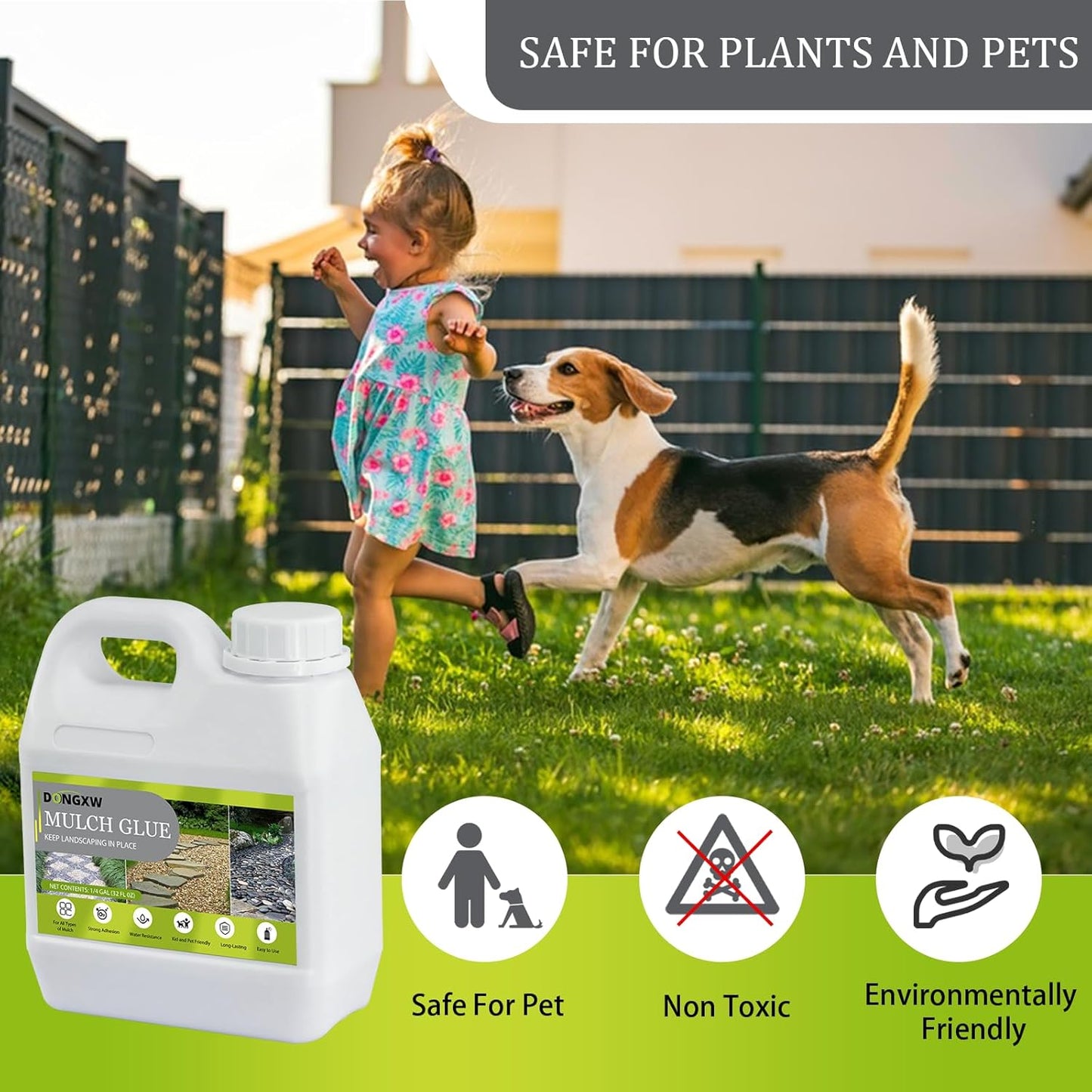 Mulch Glue for Landscaping, Easy Hold Rock Glue for Landscaping, Fast Drying Landscape Mulch Stone Glues for Rocks Binder, Non-Toxic Strong Mulches Binder Pea Gravel Lock - 32oz